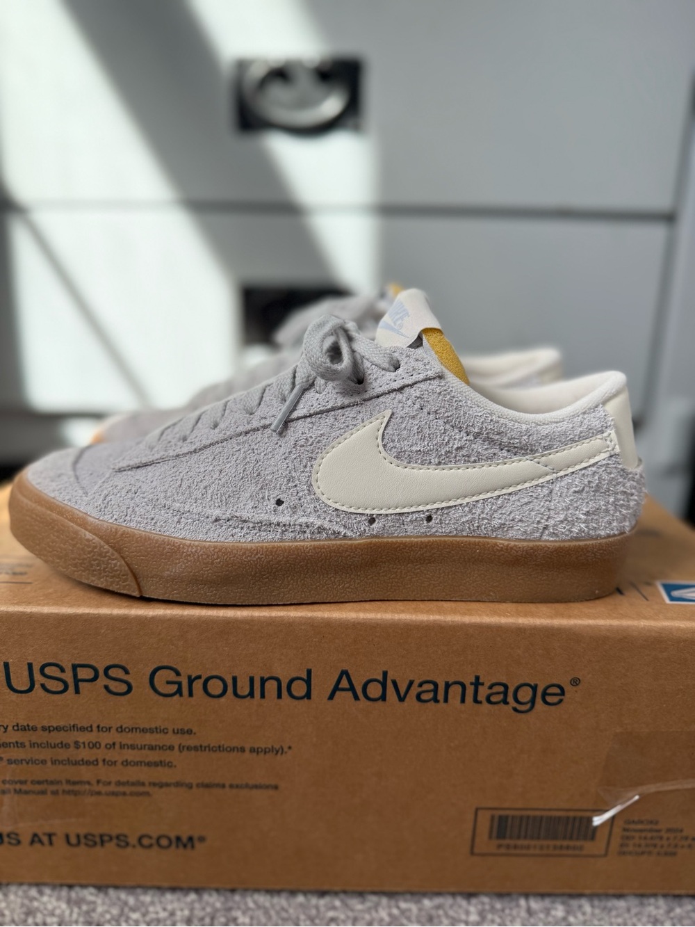 Woman's Nike Blazer Low '77 Vintage Football Grey Suede Sneakers - Picture 3 of 12